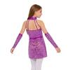 Kids Girls Jazz Dance Halter Dress Sleeveless Strappy Back Invisible Zipper Sparkling Sequins with 1 Pair Gloves for Stage Performance