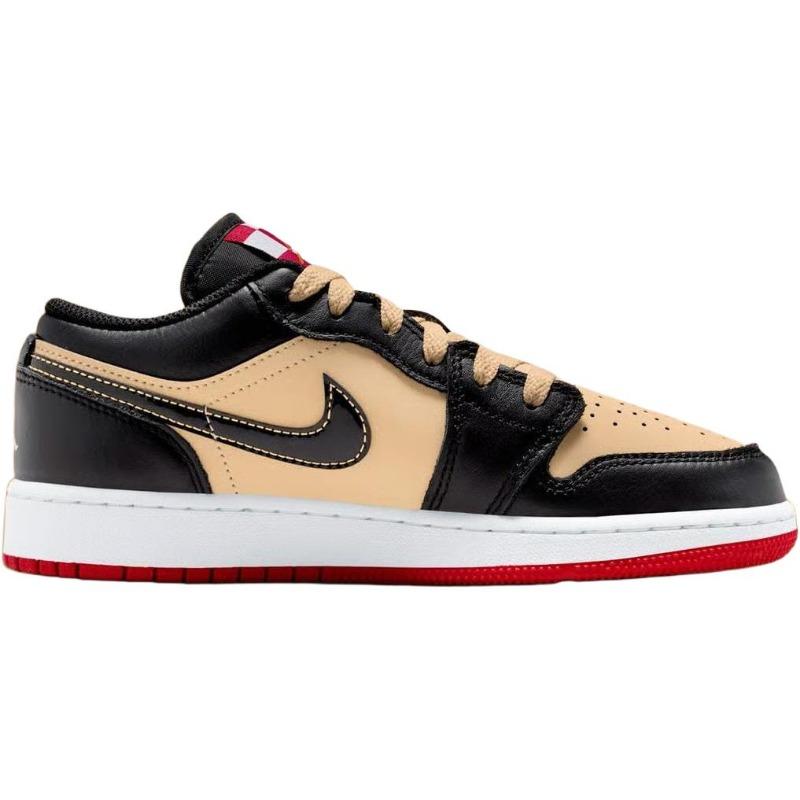 Air Jordan 1 Low Pizza GS low-top basketball shoes tan/black unisex HQ2016-200