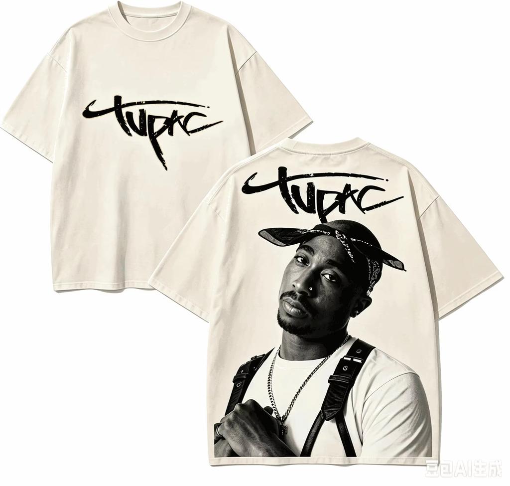2026 Neues Tupac Shakur Fan-Themen Unisex Übergröße Langarm Hochwertiges Küsten-Streetwear-Stil T-Shirt