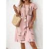 Comfortable Versatile Striped Printed Fashion Dress Casual Loose Crew Neck Casual Dresses