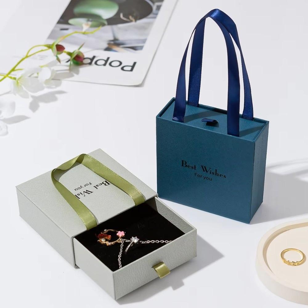 Portable Necklace Box Foam Insert Jewelry Packaging Box  for Necklace Ring Earrings and Bracelet