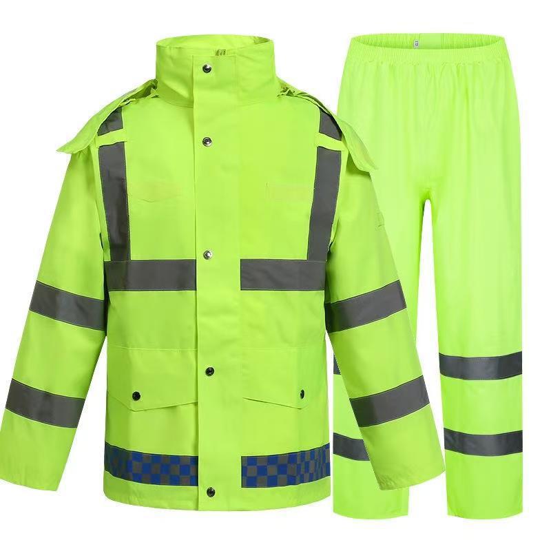 High-Visibility Raincoat & Pants Set for Traffic Safety & Rescue Duties