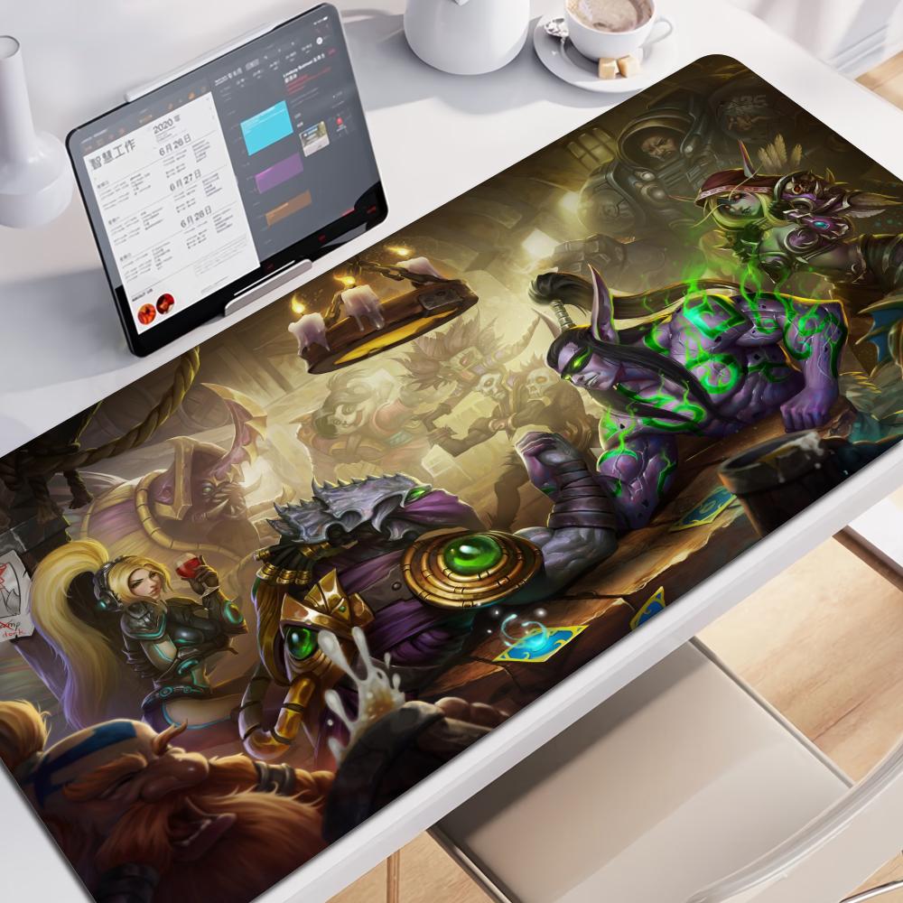 Hot selling item Hearthstone electronic sports Locking edge Gamer Large HD Print Computer Desk Locking Edge Keyboard Mouse Pad