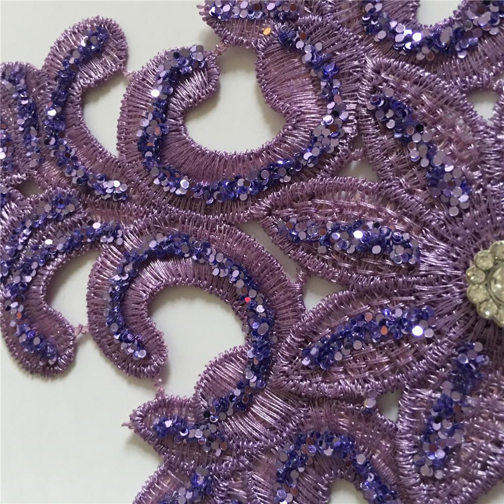 Flerfärgade Paljetter DIY Broderad Spets Strass Spetskrage Dekorativa Klädtillbehör Sybehör