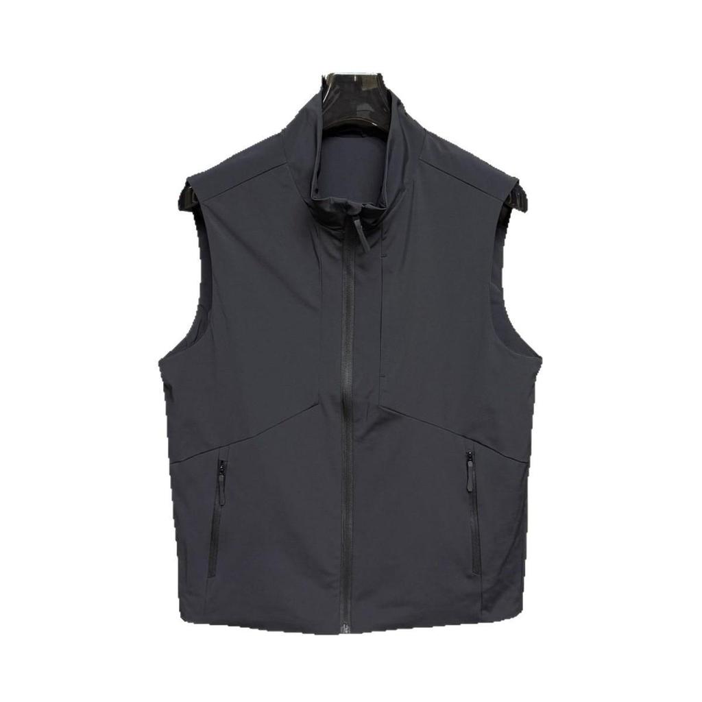 Men's Plus Size Outdoor Wear-Resistant Vest: Stand Collar, Loose Fit, Comfortable, Sleeveless, Casual with Pockets.
