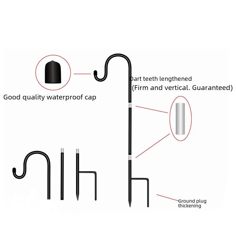 Rust-Proof Outdoor Shepherd Hook: Detachable Iron Craft for Yard and Garden