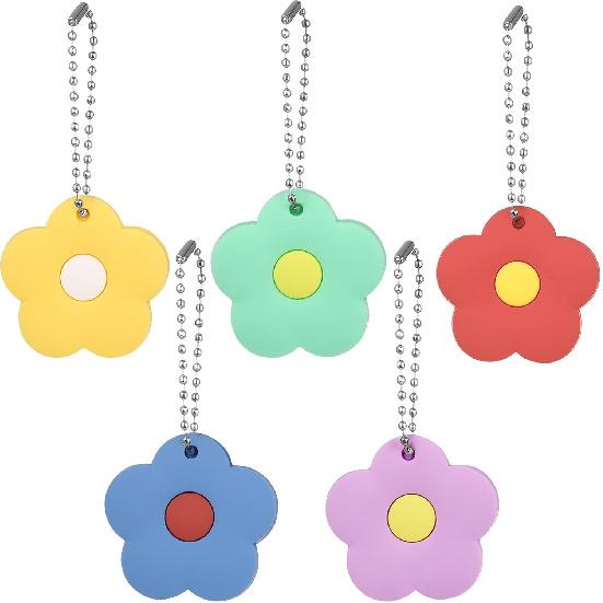 5Pcs Silicone Key Caps, Cute Flower House Key Covers, Identifier Key Protector Caps Tags for Middle Large Key, 1-1.3 inch (Key Length Over 6.3cm)