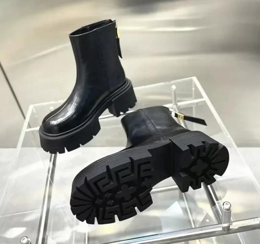 Fashion Fashion Women's Ankle Boots High Heel Round Head Thick Heel Back Zipper Fashion Boots Platform Shoes Boots Women 2025