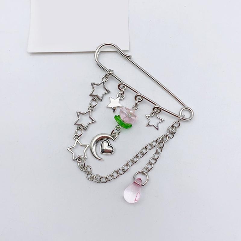 Flower Pin Clothing Jewelry Sweater Shawl Clip Decorative Chain Pin Alloy Material Clasp Pin Lapel Pin for Daily Party