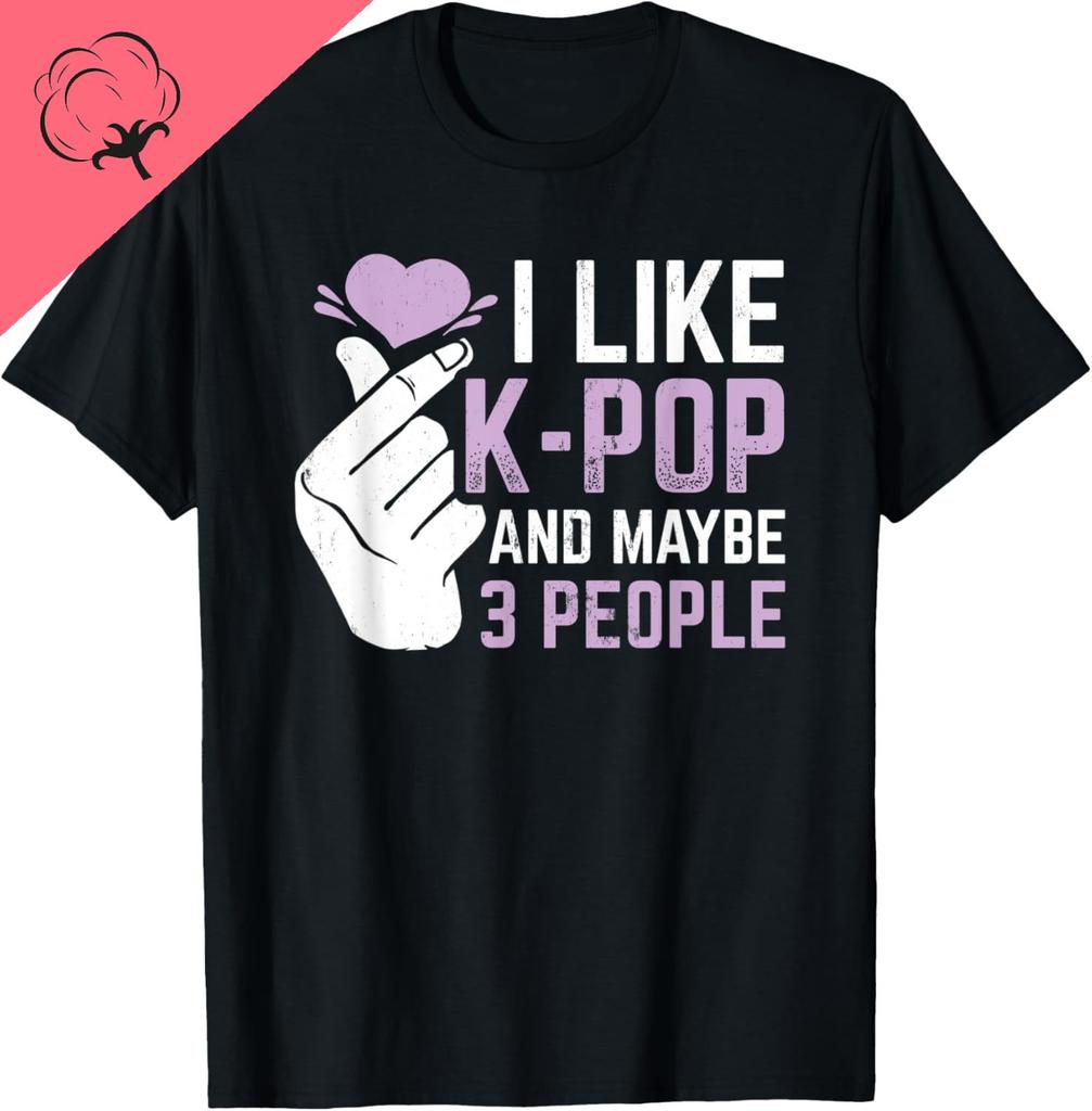I Like KPop and 3 People Korean Music Kpop TShirt Cotton Print Original Design Gifts T Shirts Camiseta Hombre