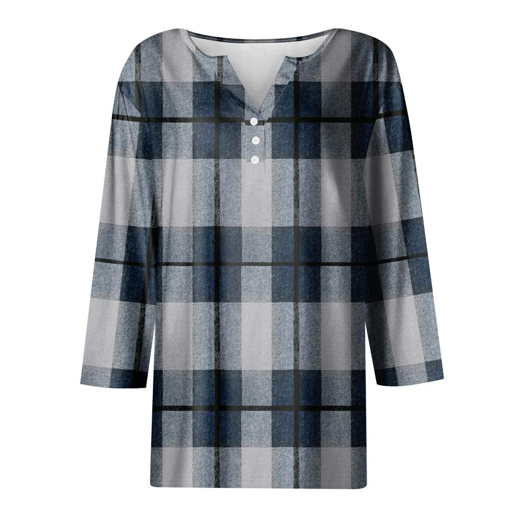 Sieviešu modes ikdienas trīs ceturtdaļu piedurkņu V veida kakla izgriezums ar ziedu apdruku