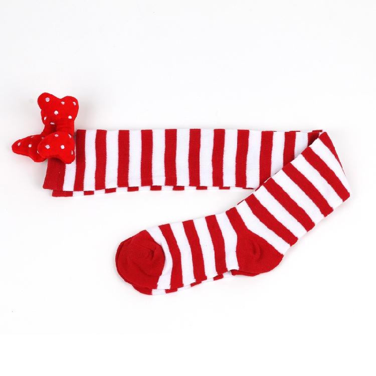 Holiday Lovely 3D Bowknot Striped Over Knee Thigh High Socks for Woman Clothing