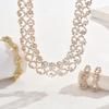 3pcs Women Jewelry Set Rhinestone Earrings Necklace Vracelet Wedding Party Accessories
