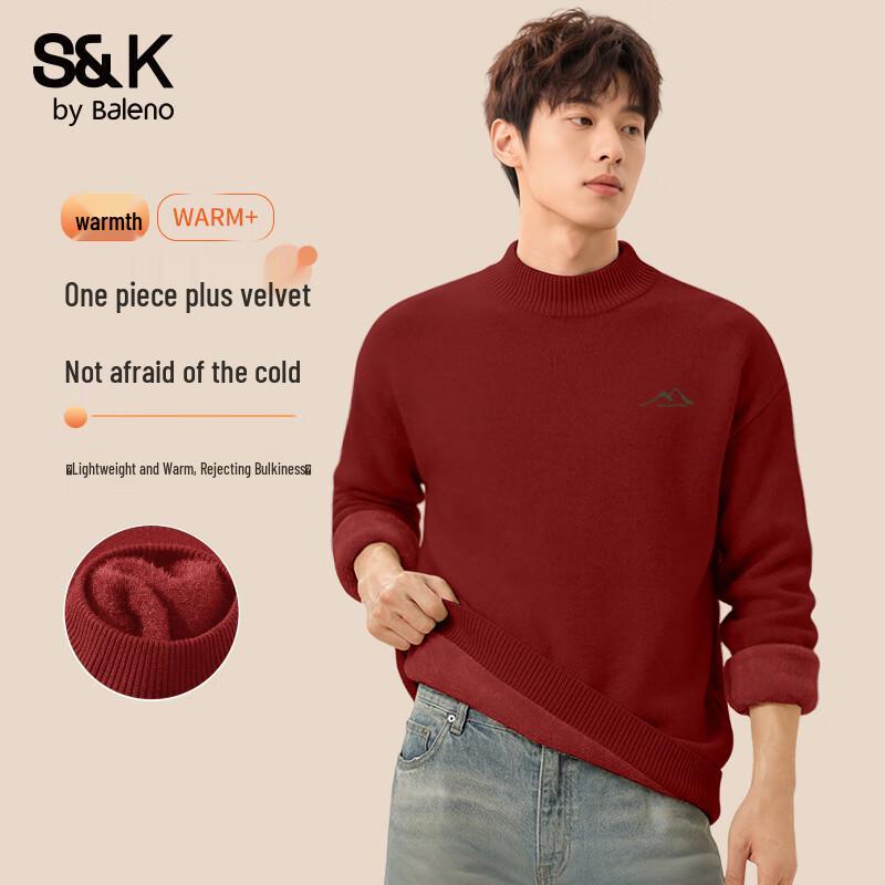 

Baleno Men s Warm Integrated Fleece Half-Collar Knit Sweater M