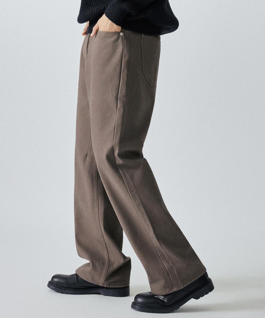 LXT Brushed Cotton Back Elastic Semi-Wide Chino Pants [Brown]