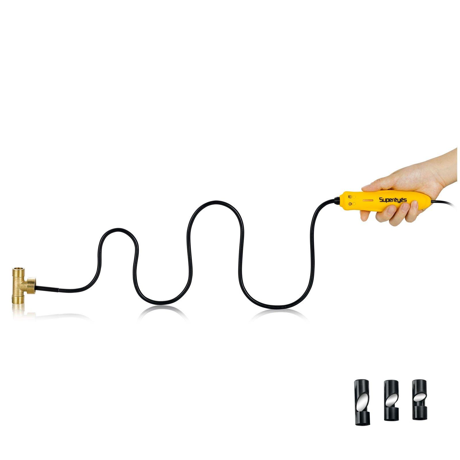 

Supereyes N013J-CSJ Endoscope, 7mm, 100x Waterproof Digital USB Borescope with Flexible Snake Camera, LED and Side Mirrors