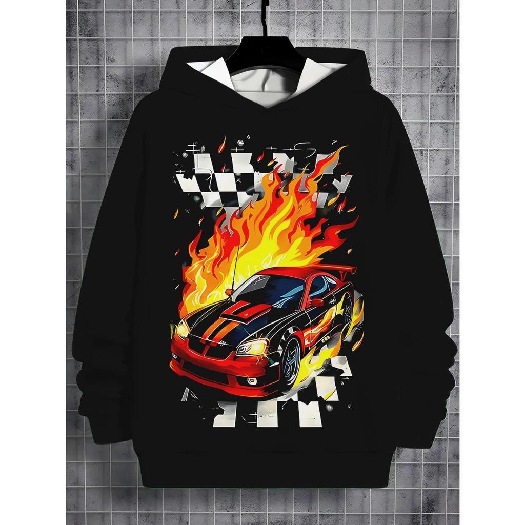 Children's Clothing, Boys' Hoodies, Long Sleeved Fashionable Printed Spring and Autumn Pullovers