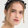 SORRY TOO MUCH LOVE Pearl Point Gem Ribbon Hairband_Black