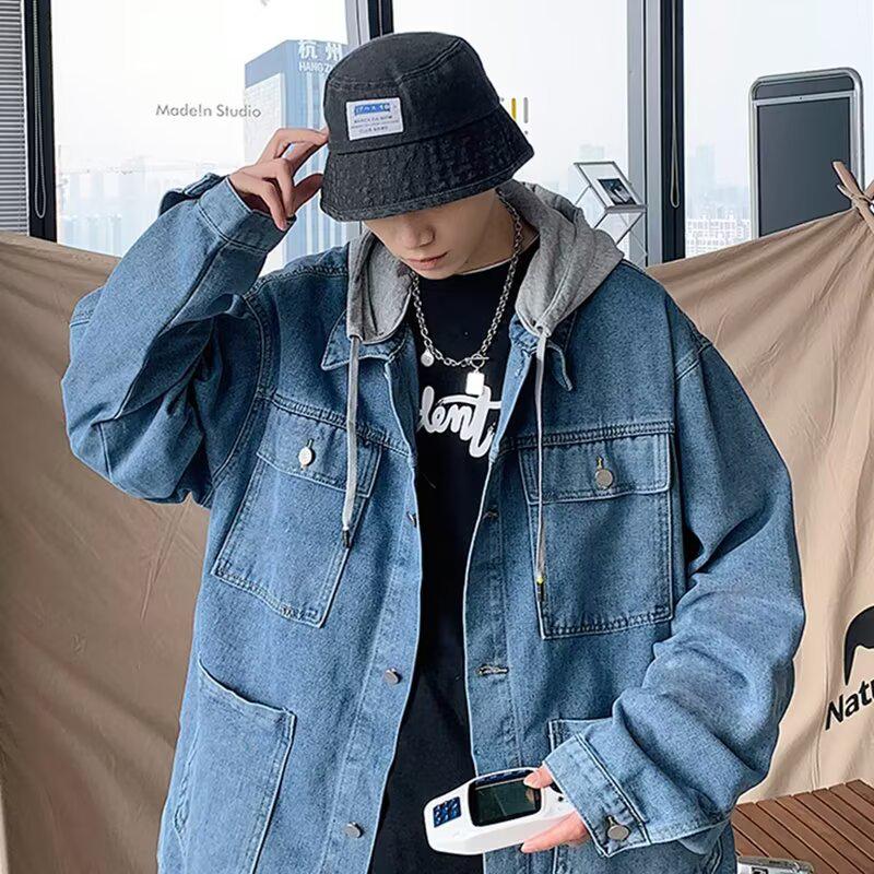 Trendy Japanese Style Hooded Denim Jacket - Youthful, Artistic, and Versatile for Spring and Autumn