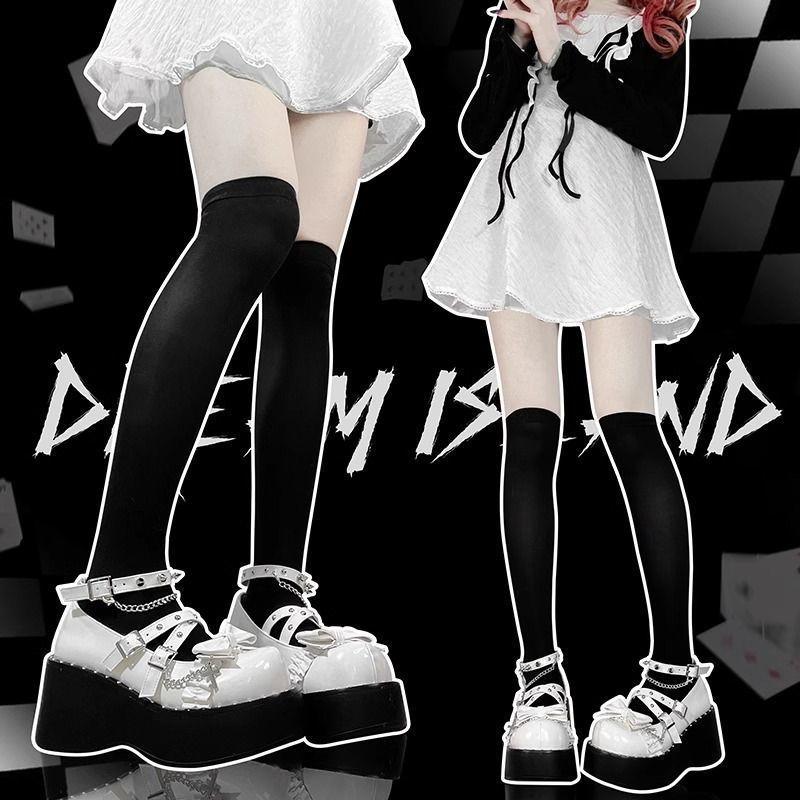Spice Girl Dark Punk Style Lolit Shoes Japanese Cos Single Shoes 2024 New Subculture Thick-soled Thick-heeled Loafers