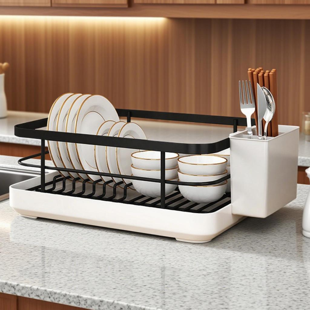 Dish Racks for Kitchen Counter Sink Space-Saving Dish Drainer Rack Basket Utensil Organizer for Cabinet Shelf Indoor RV Family