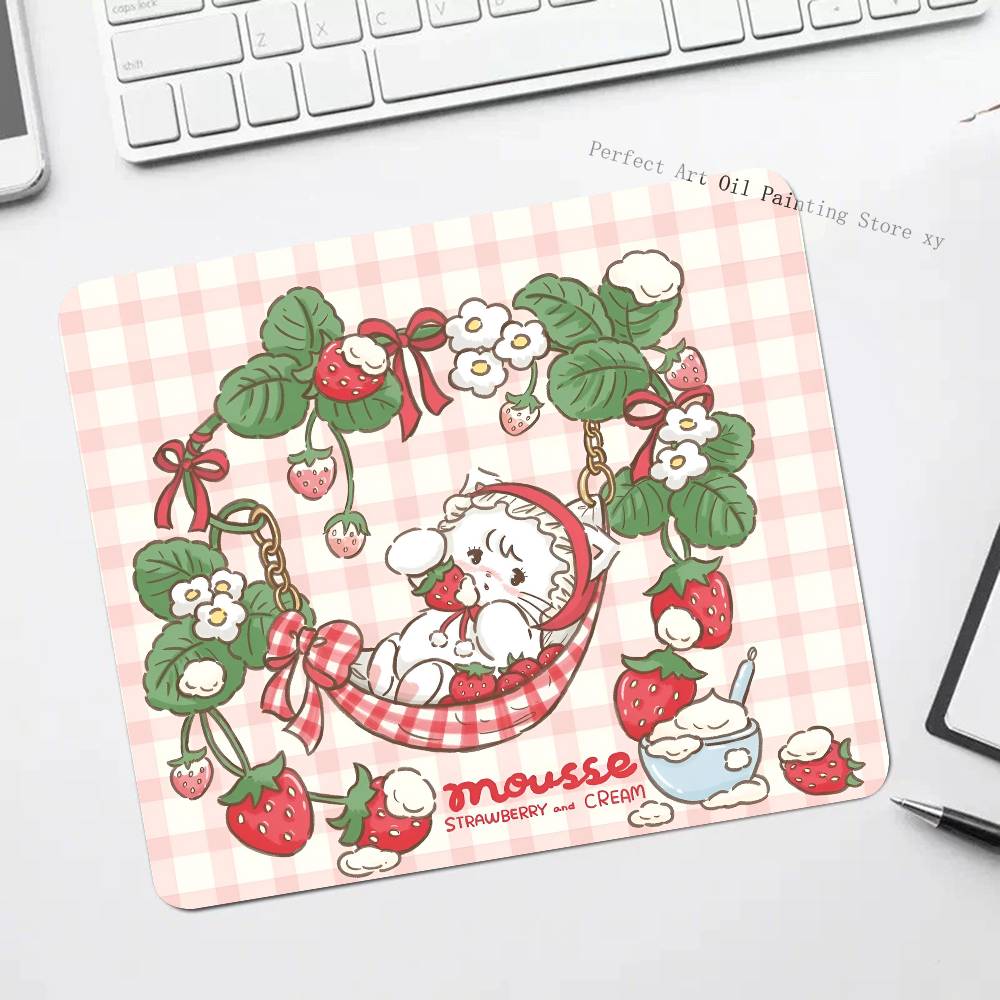 Cute Cartoon Mikko Illustration Mousepad Small LockEdge Mouse Pad For Gamers Computer Desk Pad Rectangular Anti-slip Rubber