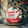 Vintage Metal Tin Sign Candy Cane Stripes Rustic Wall Art Christmas Kitchen Decor