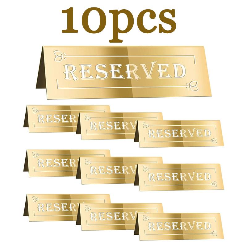 2/4/10PCS Golden Acrylic Reserved Table Signs Card Banquette Seating Table Signs Wedding Waterproof Double-Sided Mark Seat Signs