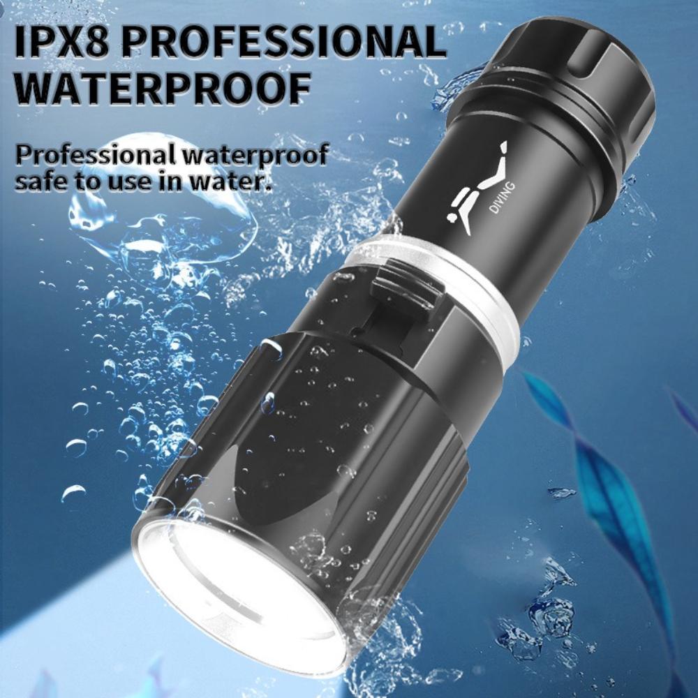 Portable XHP70 Diving Flashlight with High Brightness Convenient Magnetic Switch Amphibious Professional Diving Flashlight