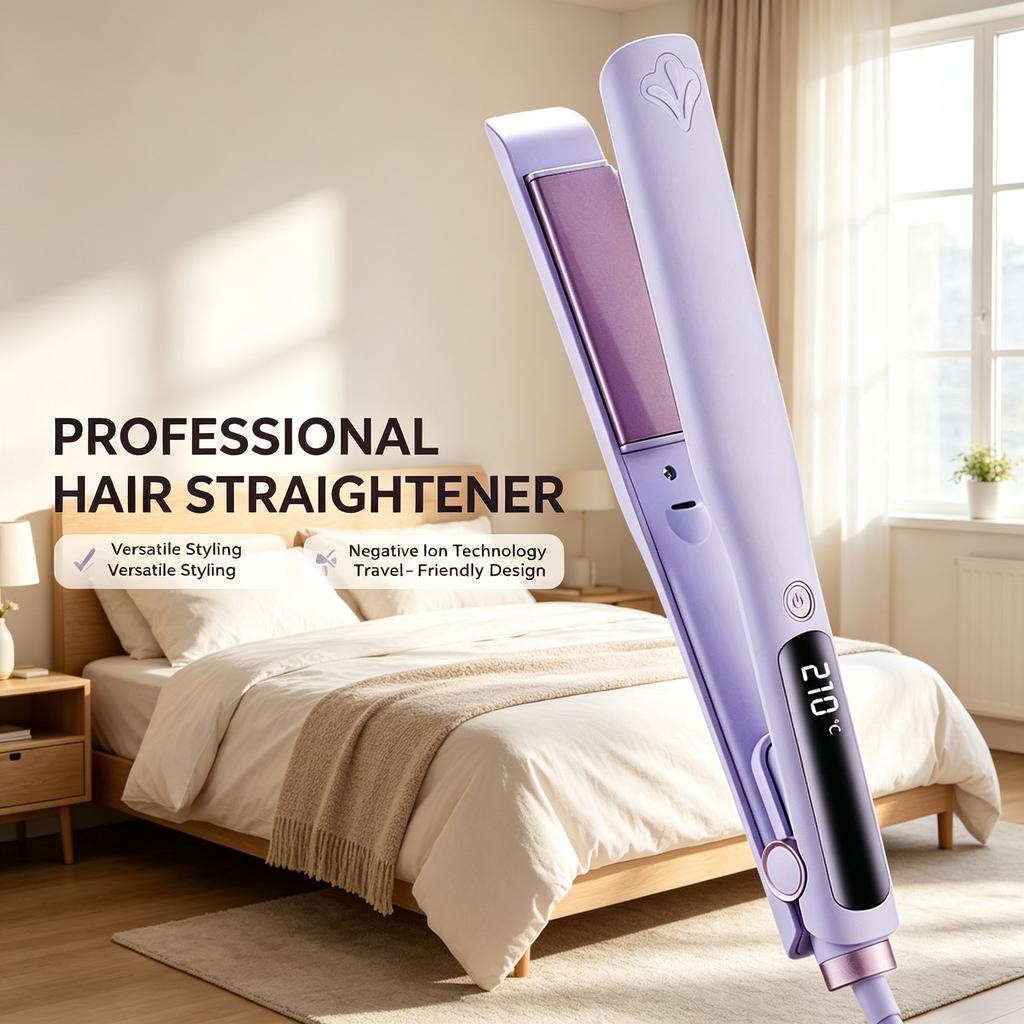 Plancha de pelo profesional, alisador portátil de iones negativos para peinado voluminoso y suave