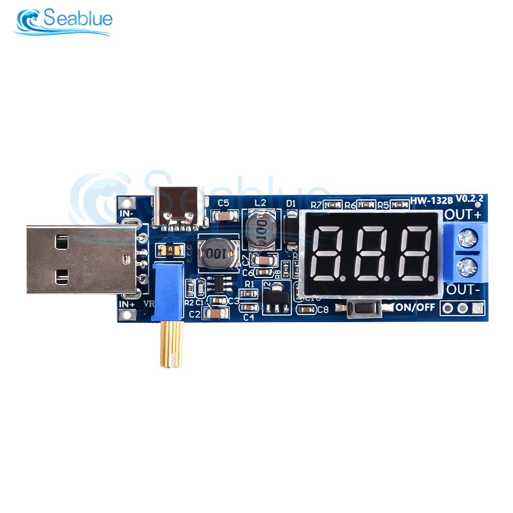 

USB 5V DC-DC Buck Boost Converter Power Supply Module Adjustable Voltage Regulators 3.5-12V To 1.2-24V Type-c/USB