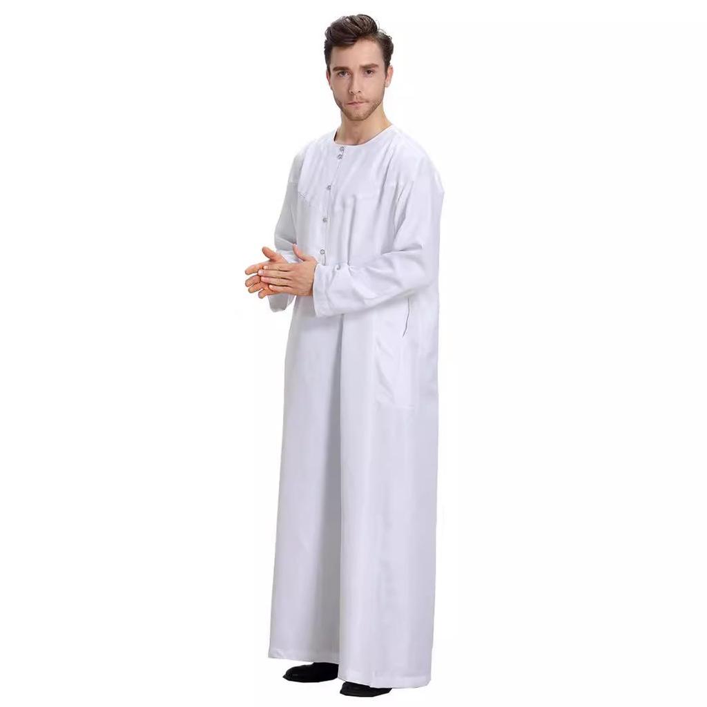 Middle East Men's Long-Sleeve Solid Color Robe TH808