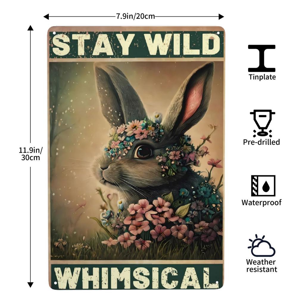 1pc Rabbit Metal Sign No Matter What The Rabbits Say Retro Signs Rustic Metal Funny Wall Decor for Home Club Pub 12x8 Inch