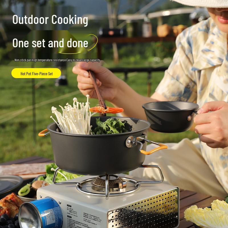 Ultra-Light 5-Piece Anodized Aluminum Camping Cookware Set