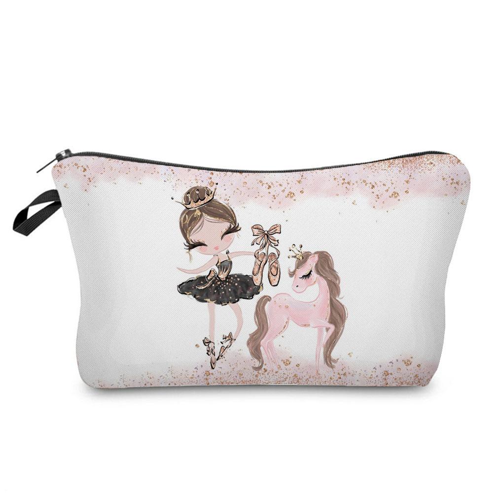 Ballet Art Girl Fashion Printed Cosmetic Bags Toiletries Organizer  School Daily Pencil CasesOutdoor Practical Makeup Bag Female