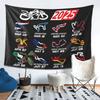 Kalender Saison 2025 MotoGp Strecken Wandteppich Ästhetische Heimdekoration Wandteppiche für Wohnzimmer Schlafzimmer