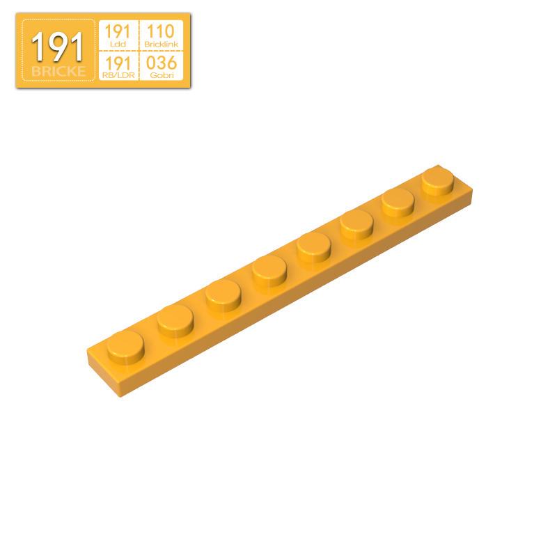 BRICKE Brick Guest 1x8 Plate, Compatible with Lego 3460, Loose Parts Building Blocks, Small Particles.