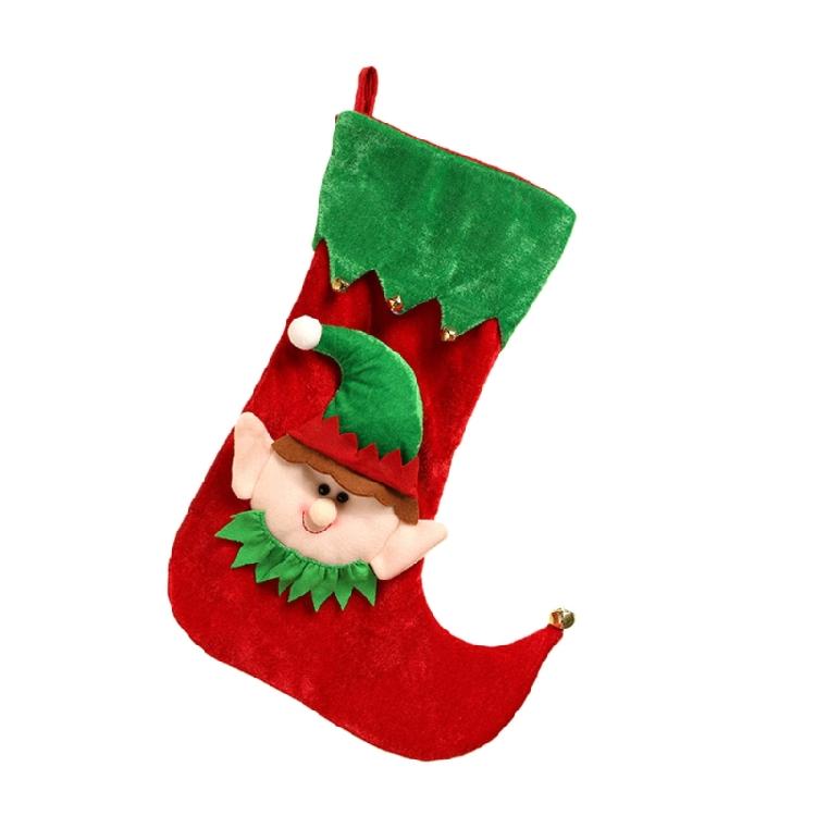 Cartoon Elf Christmas Stockings Ornament Candy Gift Bag Christmas Hanging Socks For Tree Fireplaces Decoration