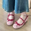 Fashion 2025 New Ballet Flats Women Shoes Mary Jane Shoes Round Toe Women's Shoe Bow Silk Satin Flats Women Shoes Valentine