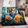 1Pc Tiger Jungle Flannel Blanket, Soft And Comfortable, Casual Warm, Camping Travel, Christmas, Halloween Xmas Gift. G1228