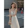 2024 New Waist Cinching Slimming Fashion V-Neck Camisole Dress for Women's Summer Temperament Dress, Spring Mid Length Skirt