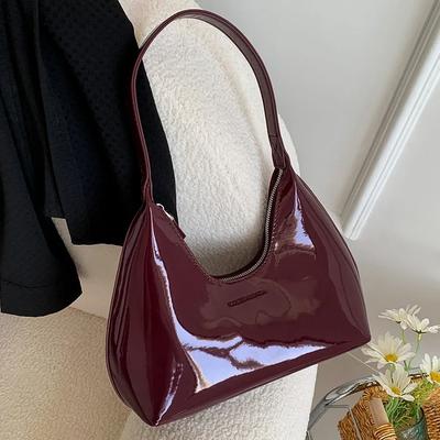 Early Spring Leisure Sense Glossy Bag New Patent Leather Fashion Light Luxury Shoulder Handheld Armpit Women's Bag