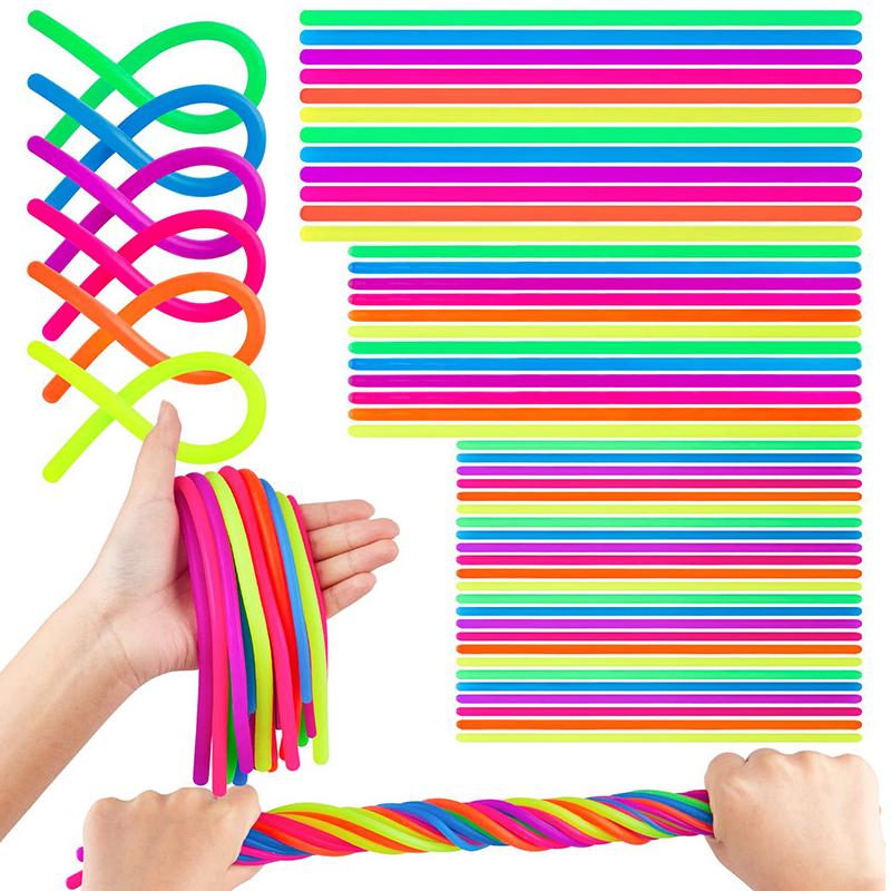10Pcs Stretchy Noodles Fidgeting Plaything Kids Party Favors Carnival Prizes Stuffed Bulk Juguetes Baratos Para Niños Novedosos