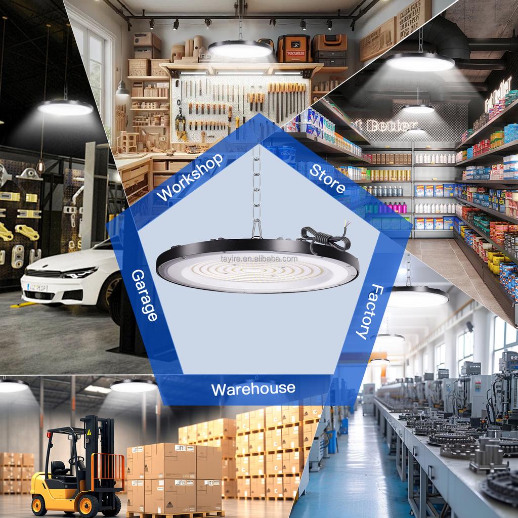 UFO High Bay LED Light 100W 200W 300W Long-Life Energy Savings Highbay Lamp for Warehouse Industrial Factories Garages Stadium