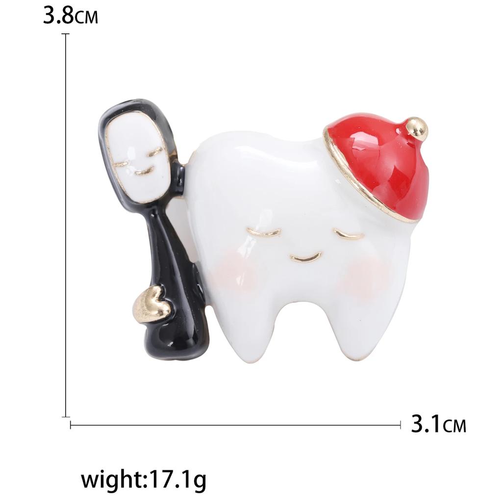 Enamel Teeth Pin for Women Unisex Rhinestone Cartoon Tooth Brooch Event Party Backpack Decoration Clothes Accessories