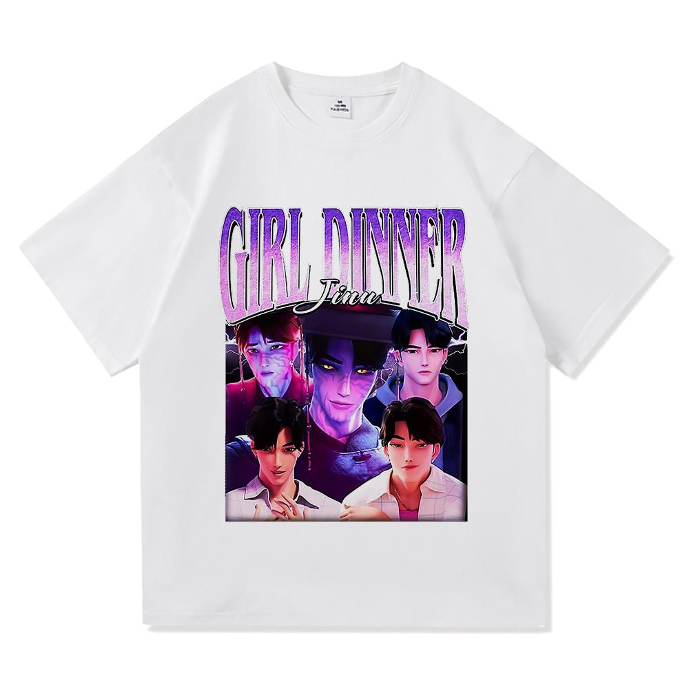 Girl Dinner Abby Jinu T Shirt 2025 Anime Demon Hunters Saja Boys Men/women Clothing Vintage Harajuku High Quality Cotton Tshirts
