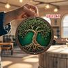 Vintage Green Gold Metal Wall Art Celtic Tree Sign, 2D Flat Aluminum Decor Heavy Duty For Living Room
