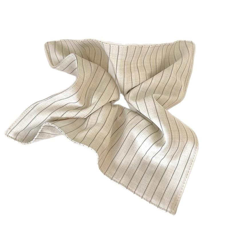 Korean Ernie Striped Square Scarf Large Intestine Hair Ring Women's High-end Low Ponytail Head Rope New Autumn and Winter Hair Rope Hair Accessories