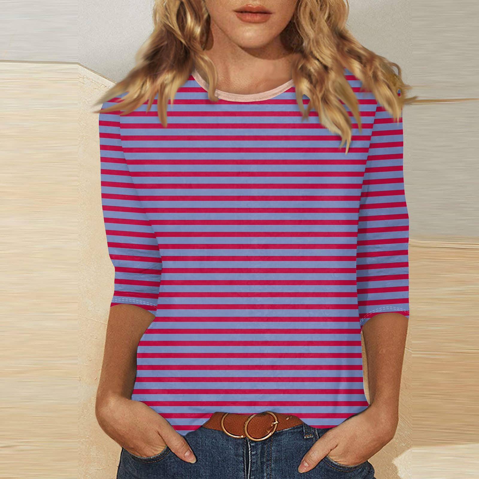 

Женские повседневные футболки с рукавом 3/4, топы с круглым вырезом L фиолетовый