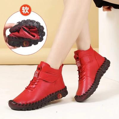 Women's Boots Fashion Leather Casual Boot Plush Warm Snow Boots 2024New Ankle Boots for Women Non Slip Platform Boot Botas Mujer